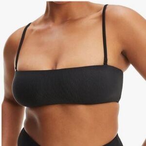 Good American Ribbed Bandeau Bikini Top